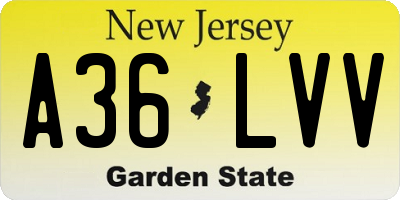 NJ license plate A36LVV