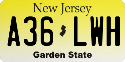 NJ license plate A36LWH