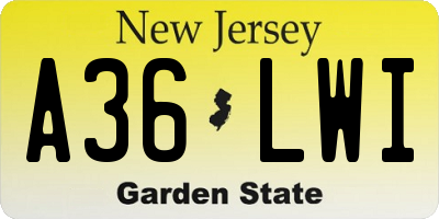 NJ license plate A36LWI