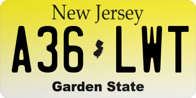 NJ license plate A36LWT