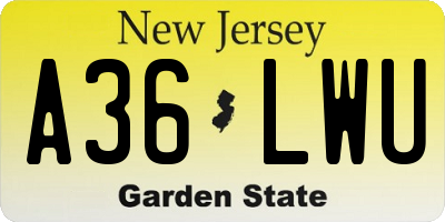 NJ license plate A36LWU
