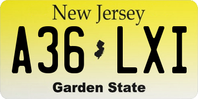 NJ license plate A36LXI