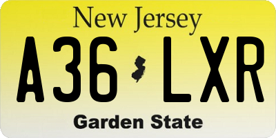 NJ license plate A36LXR