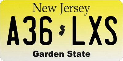 NJ license plate A36LXS