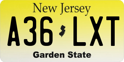 NJ license plate A36LXT