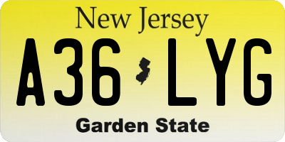 NJ license plate A36LYG