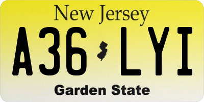 NJ license plate A36LYI