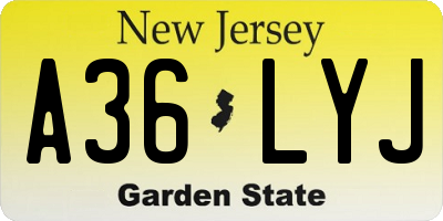 NJ license plate A36LYJ