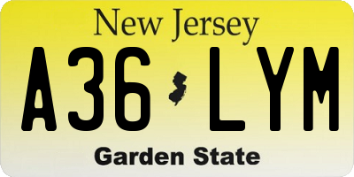 NJ license plate A36LYM