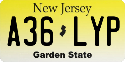 NJ license plate A36LYP