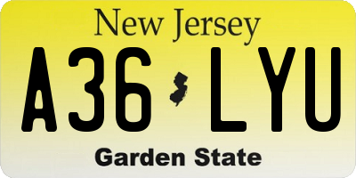 NJ license plate A36LYU