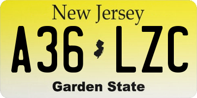 NJ license plate A36LZC