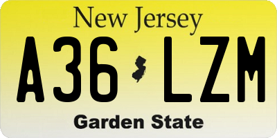 NJ license plate A36LZM