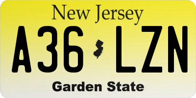 NJ license plate A36LZN