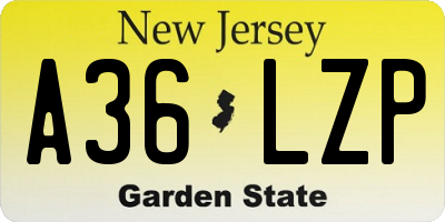 NJ license plate A36LZP