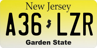 NJ license plate A36LZR