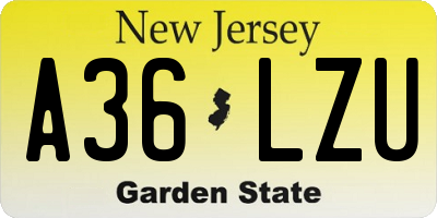 NJ license plate A36LZU