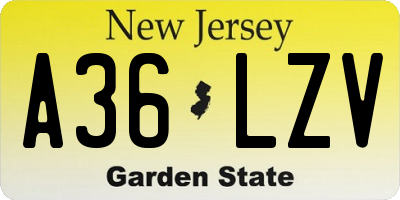 NJ license plate A36LZV