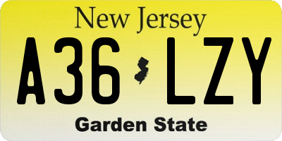 NJ license plate A36LZY
