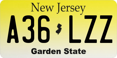 NJ license plate A36LZZ