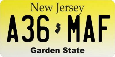 NJ license plate A36MAF