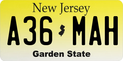 NJ license plate A36MAH