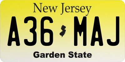 NJ license plate A36MAJ