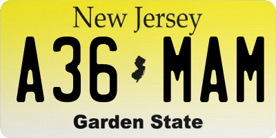 NJ license plate A36MAM