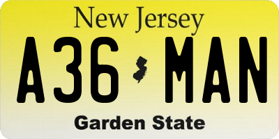 NJ license plate A36MAN