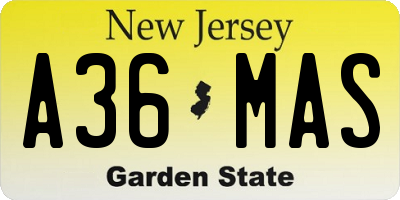 NJ license plate A36MAS