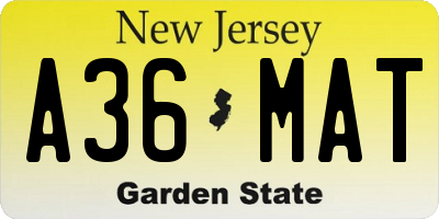 NJ license plate A36MAT