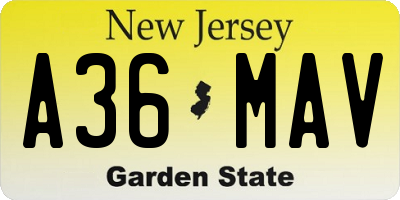 NJ license plate A36MAV
