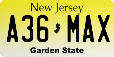 NJ license plate A36MAX