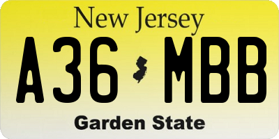 NJ license plate A36MBB