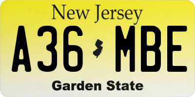 NJ license plate A36MBE
