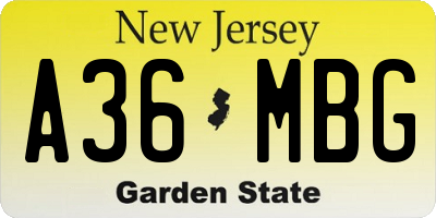 NJ license plate A36MBG