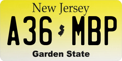 NJ license plate A36MBP