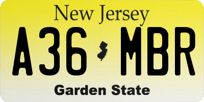 NJ license plate A36MBR