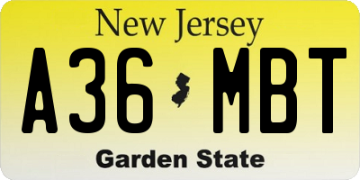 NJ license plate A36MBT