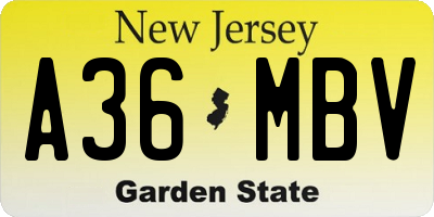 NJ license plate A36MBV