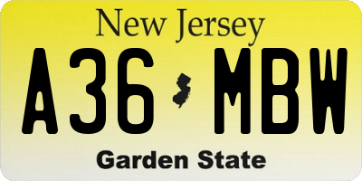 NJ license plate A36MBW