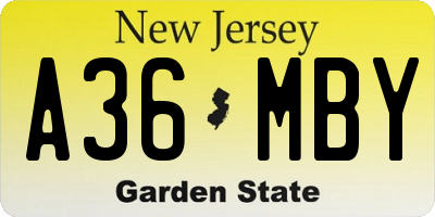 NJ license plate A36MBY