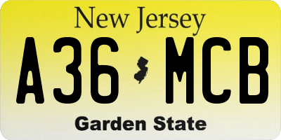 NJ license plate A36MCB