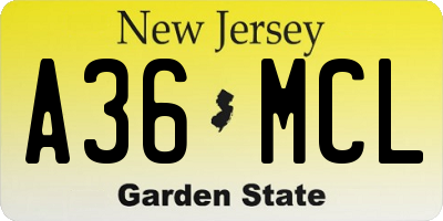 NJ license plate A36MCL
