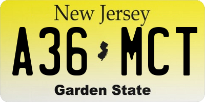 NJ license plate A36MCT