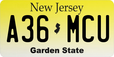 NJ license plate A36MCU