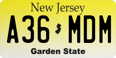 NJ license plate A36MDM