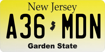 NJ license plate A36MDN