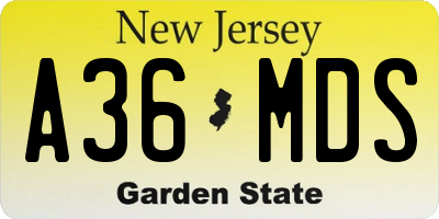 NJ license plate A36MDS