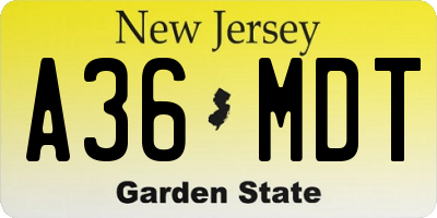 NJ license plate A36MDT